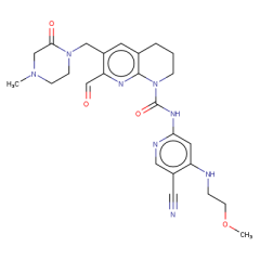 N-{5-cyano-4-[(2-methoxyethyl)amino]pyridin-2-yl}-7-formyl-6-[(4-methyl-2-oxopiperazin-1-yl)methyl]-1,2,3,4-tetrahydro-1,8-naphthyridine-1-carboxamide